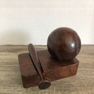 Vtg Wooden Baseball and Bat Decor
